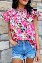 Load image into Gallery viewer, Ruffle Flutter Sleeve Floral Print Blouse