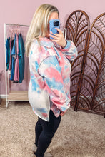 Load image into Gallery viewer, Multicolor Plus Size Tie-dye Zipped Collared Pullover Sweatshirt