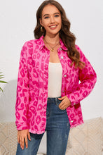 Load image into Gallery viewer, Leopard Print Button Cuffs Raw Hem Jacket