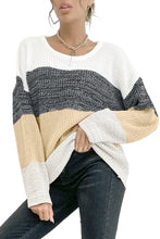 Load image into Gallery viewer, Multicolour Color Block Drop Shoulder Knit Sweater