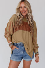 Load image into Gallery viewer, Flaxen Colorblock Striped Bishop Sleeve Top