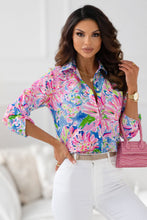 Load image into Gallery viewer, Abstract Floral Print Buttoned Sheath Long Sleeve Shirt