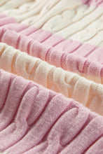 Load image into Gallery viewer, Pink Stripe Cable Knit Collared Henley Sweater