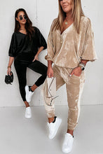 Load image into Gallery viewer, Parchment Velvet Zipped Top and Joggers Two Piece Set