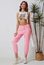 Load image into Gallery viewer, Acid Wash Elastic Cuffed High Waist Jeans
