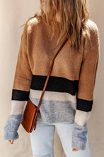 Load image into Gallery viewer, Color Block Striped Ribbed Knit Sweater
