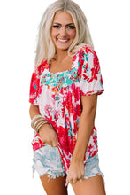 Load image into Gallery viewer, Floral Printed Embroidered Square Neck Blouse