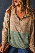 Load image into Gallery viewer, Smoke Gray Two Tones Color Block Half Zip Fleece Sweatshirt