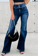 Load image into Gallery viewer, Buttons Elastic Wide Waistband Back Flare Jeans