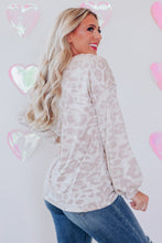 Load image into Gallery viewer, Animal Print Contrast Stripes Patchwork Puff Sleeve Knit Top