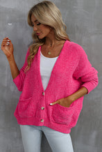 Load image into Gallery viewer, Rose Buttons Front Pocketed Sweater Cardigan