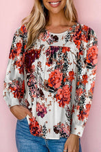 Load image into Gallery viewer, Red Retro Floral Long Sleeve Blouse
