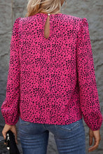Load image into Gallery viewer, Leopard Print Pleated Blouse with Keyhole