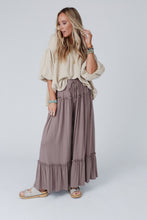 Load image into Gallery viewer, Khaki Frilled Drawstring High Waist Wide Leg Pants