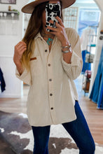 Load image into Gallery viewer, Beige Corduroy Buttoned Front Pocketed Shacket