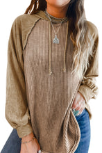 Load image into Gallery viewer, Khaki Waffled Expose Seam Drawstring Hoodie