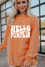 Load image into Gallery viewer, Orange HELLO PUMPKIN Letter Graphic Corded Sweatshirt