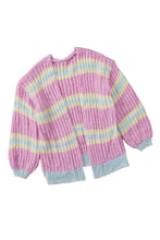 Load image into Gallery viewer, Contrast Striped Open Front Cable Cardigan
