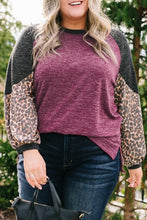 Load image into Gallery viewer, Multicolor Leopard Colorblock Long Sleeve Plus Size Top
