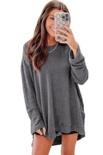 Load image into Gallery viewer, Gray Waffle Knit High Slits Oversized Top