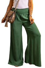 Load image into Gallery viewer, Green Smocked Waist Crinkled Wide Leg Pants

