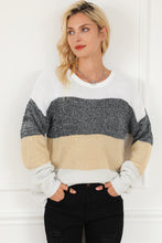 Load image into Gallery viewer, Multicolour Color Block Drop Shoulder Knit Sweater