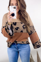 Load image into Gallery viewer, Leopard Colorblock Patchwork V-Neck Loose Sleeve Knit Top