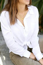 Load image into Gallery viewer, White Plus Size Linen Textured Button Up Shirt