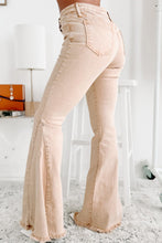 Load image into Gallery viewer, Khaki Raw Edge Mid Waist Flared Jeans