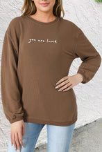 Load image into Gallery viewer, Khaki You Are Loved Print Corduroy Sweatshirt