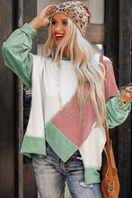 Load image into Gallery viewer, Colorblock Stitching Irregular Hem Long Sleeve Top