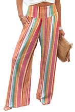 Load image into Gallery viewer, Multicolor Striped Smocked High Waist Wide Leg Pants
