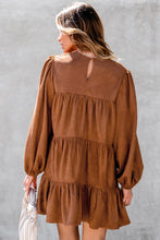 Load image into Gallery viewer, Chestnut Floral Lace Crochet Tiered Ruffled Mini Dress