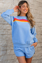 Load image into Gallery viewer, Beau Blue Striped Accent Pullover and Shorts Two Piece Casual Set