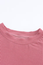 Load image into Gallery viewer, Pink Color Block Long Sleeve Ribbed Loose Top