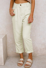 Load image into Gallery viewer, Beige Corduroy High Waist Straight Leg Pants