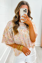 Load image into Gallery viewer, Multicolor Floral Print Wide Ruffle Sleeves Blouse