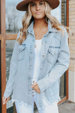 Load image into Gallery viewer, Flap Pocket Buttoned Raw Hem Denim Jacket