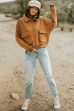Load image into Gallery viewer, Zip Collared Big Flap Pocket Exposed Seam Sweatshirt