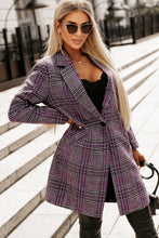 Load image into Gallery viewer, Pink Plaid Lapel Collar One Button Midi Coat
