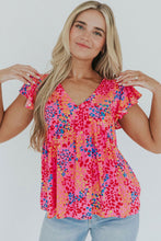 Load image into Gallery viewer, Leopard Print V Neck Flutter Sleeve Blouse