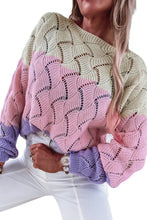 Load image into Gallery viewer, Color Block Hollow Knitted Loose Sweater