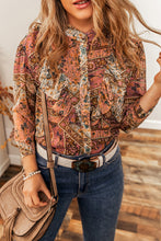 Load image into Gallery viewer, Multicolour Ruffle Trim Boho Printed Shirt

