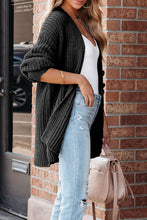 Load image into Gallery viewer, Black Buttoned Front Drop Shoulder Knitted Cardigan
