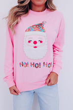 Load image into Gallery viewer, Pink HO HO HO Sequined Santa Claus Sweatshirt