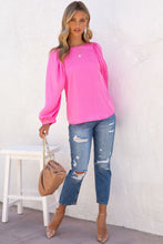 Load image into Gallery viewer, Satin Puff Long Sleeve Crewneck Blouse
