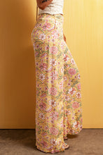Load image into Gallery viewer, Yellow Floral Print High Slit Wide Leg Pants