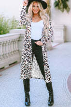 Load image into Gallery viewer, Leopard Pocketed Open Front Duster Cardigan
