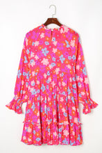 Load image into Gallery viewer, Multicolour Floral Bubble Sleeve Tiered Babydoll Dress
