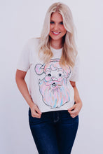 Load image into Gallery viewer, White Cute Santa Claus Graphic Casual Tee